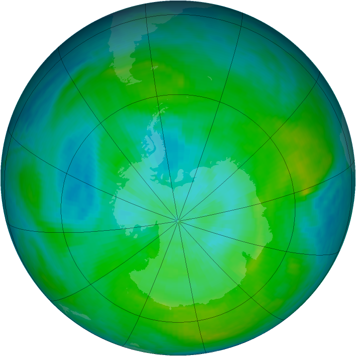 Antarctic ozone map for 27 February 1980